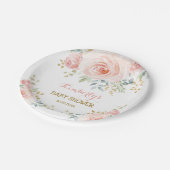 Soft Boho Blush Pink Gold Floral Baby shower Papieren Bordje (Gekanteld)