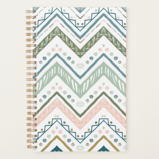 Soft Boho Ethnic Chevron Zig Zag Green Spiral (Devant)