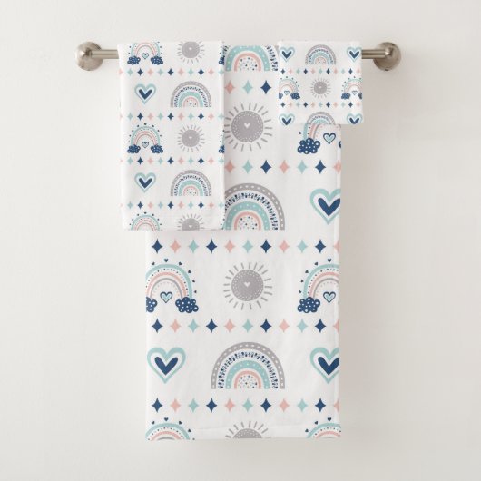Soft Boho Towels Pastel Rainbow Kids Birthday (En situation)