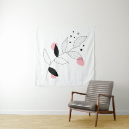 Soft Botanica – Minimalistische bladlijnkunst met  Wandkleed