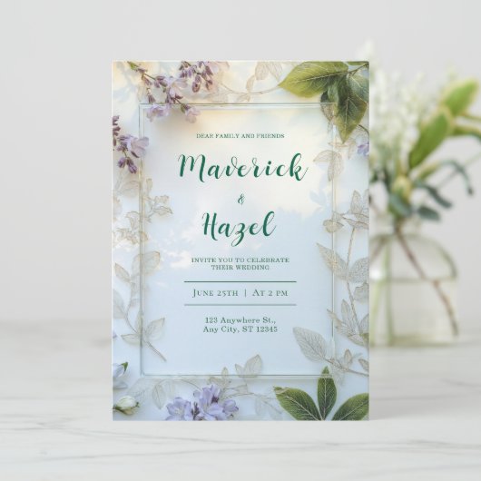 Soft Botanical Garden Wedding Invitation (Debout devant)