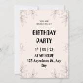 Soft Brown Leaf Birthday Invitation (Devant)