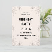 Soft Brown Leaf Birthday Invitation (Debout devant)