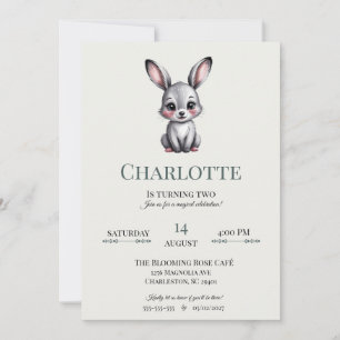 Soft Bunny Neutral Minimalist Woodland Verjaardag Kaart