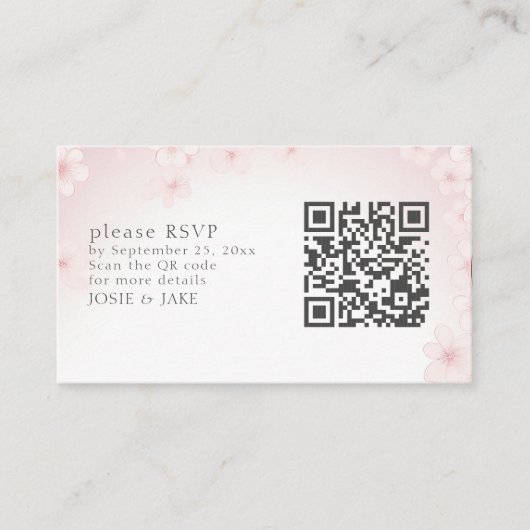Soft Cherry Blossom RSVP QR Code Enclosure Kaart (Voorkant)