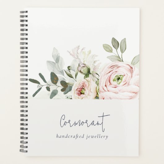 Soft Chic Blush Pink Peony Leafy Botanical Floral Planner (Voorkant)