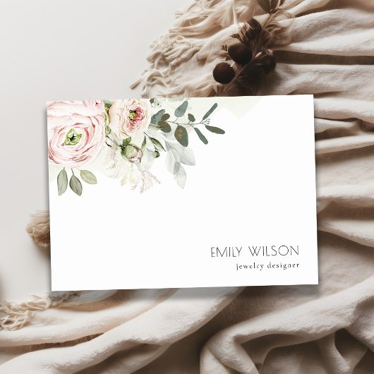 Soft Chic Blush Pink Peony Leafy Botanical Floral Post-it® Notes