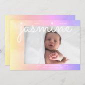 Soft Clouds | Gradiënt Ombre | Moderne foto-Baby Aankondiging (Voorkant / Achterkant)