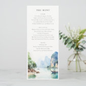 Soft Coastal Thailand Seascape Bruiloft Menu Kaart (Staand voorkant)