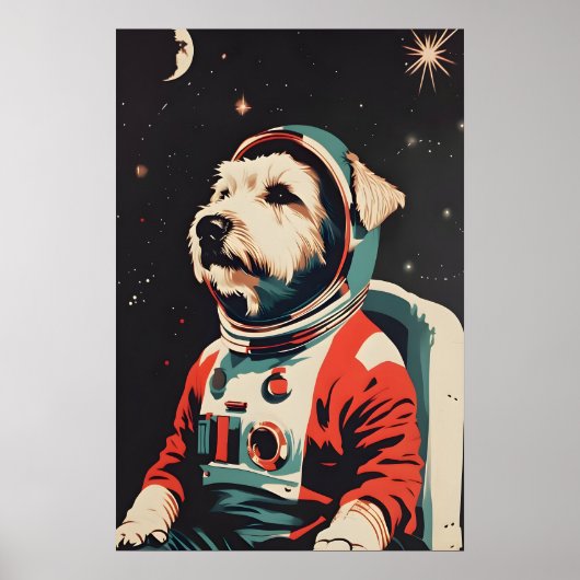 Soft Coated Wheaten Terrier Astronaut Poster (Devant)