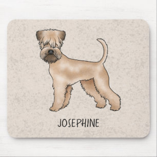 Soft-Coated Wheaten Terrier-hond op Beige met naam Muismat
