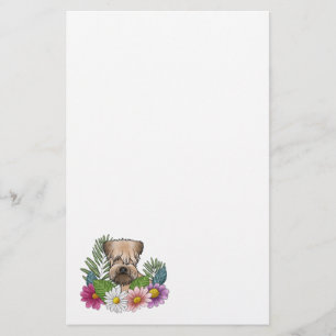Soft-Coated Wheaten Terrier Kop Kleurrijke Bloemen Briefpapier