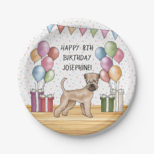 Soft-Coated Wheaten Terrier Pastel Gelukkige Verja Papieren Bordje