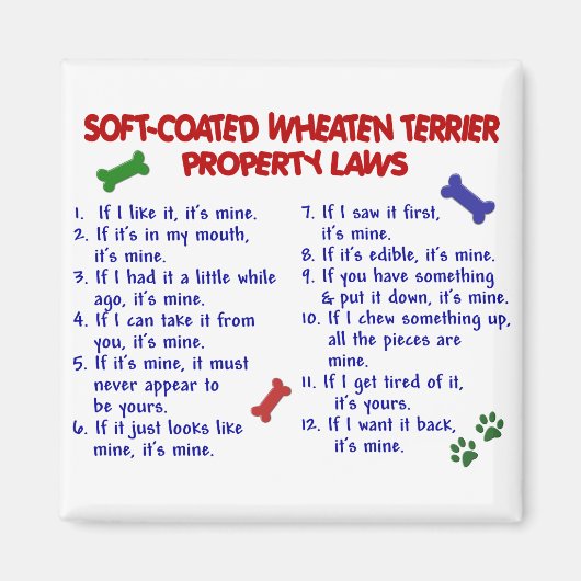 SOFT-COATED WHEATEN TERRIER Property Laws 2 Magneet (Voorkant)