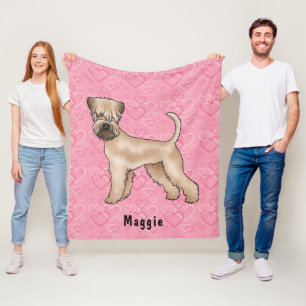 Soft-Coated Wheaten Terrier Roze Harten En Naam Fleece Deken