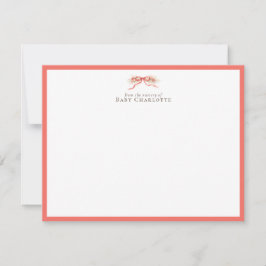 Soft Coral Bow Nursery Note Card – Personalized Notitiekaartje