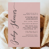 Soft Coral Eenvoudig Modern Script-Baby shower Kaart