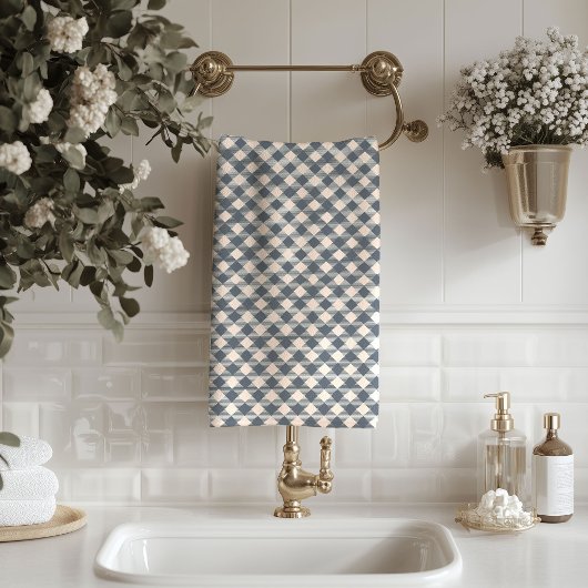 Soft Coral Grey Towels Modern Plaid Bathroom