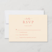 Soft Coral Modern Minimalist Wedding RSVP Card (Devant)