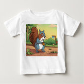 Soft Cotton Baby T-shirt met Cartoon Squirrel Pri (Voorkant)