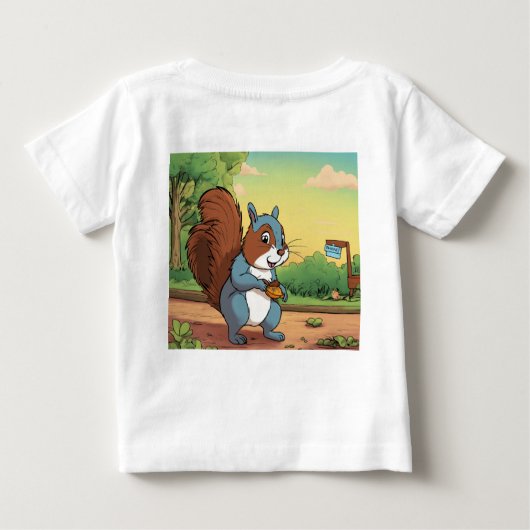 Soft Cotton Baby T-shirt met Cartoon Squirrel Pri (Achterkant)
