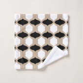 Soft Curves Pattern - Taupe, Black en White Bad Handdoek (Wasdoekje)