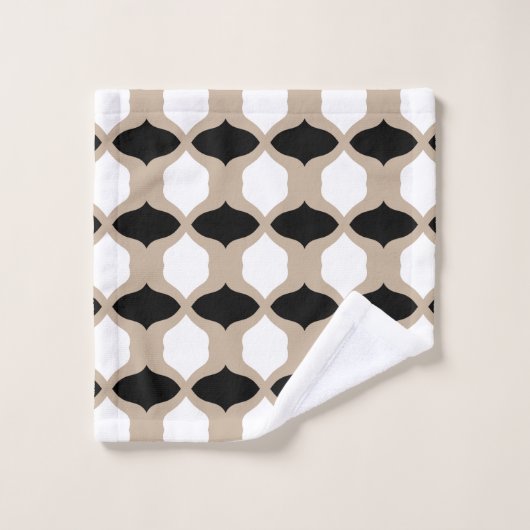 Soft Curves Pattern - Taupe, Black en White Bad Handdoek (Wasdoekje)