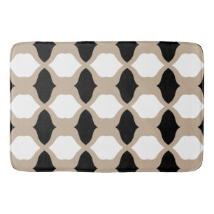 Soft Curves Pattern - Taupe, Black en White Badmat