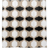 Soft Curves Pattern - Taupe, Black en White Douchegordijn (Voorkant)