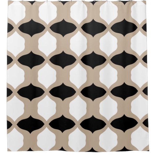 Soft Curves Pattern - Taupe, Black en White Douchegordijn (Voorkant)
