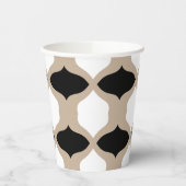 Soft Curves Pattern - Taupe, Black en White Papieren Bekers (Links)