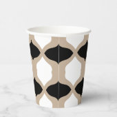 Soft Curves Pattern - Taupe, Black en White Papieren Bekers (Rechts)