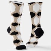 Soft Curves Pattern - Taupe, Black en White Sokken (Gebogen)