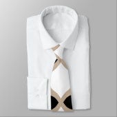 Soft Curves Pattern - Taupe, Black en White Stropdas (Gebonden)