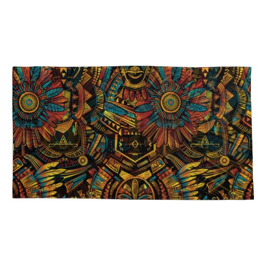 Soft Cyan "Aztec Dream" Pluche King Kussensloop (Achterkant)