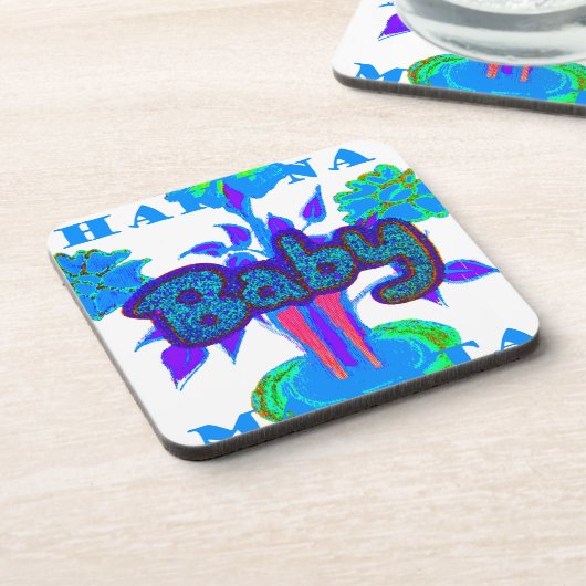 Soft Cyan Blue Flower Art: A Baby's Touch. Bier Onderzetter (Linkerzijde)