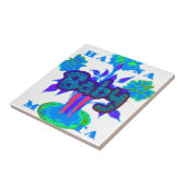 Soft Cyan Blue Flower Art: A Baby's Touch. Tegeltje (Zijkant)