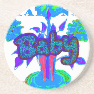 Soft Cyan Blue Flower Art: A Baby's Touch. Zandsteen Onderzetter