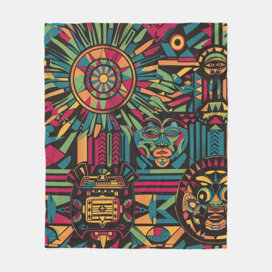 Soft Cyan "Verduisterde Zonnen en Piramides Ontwer Fleece Deken (Voorkant)