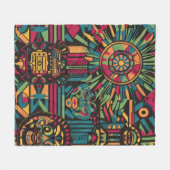 Soft Cyan "Verduisterde Zonnen en Piramides Ontwer Fleece Deken (Voorkant (Horizontaal))