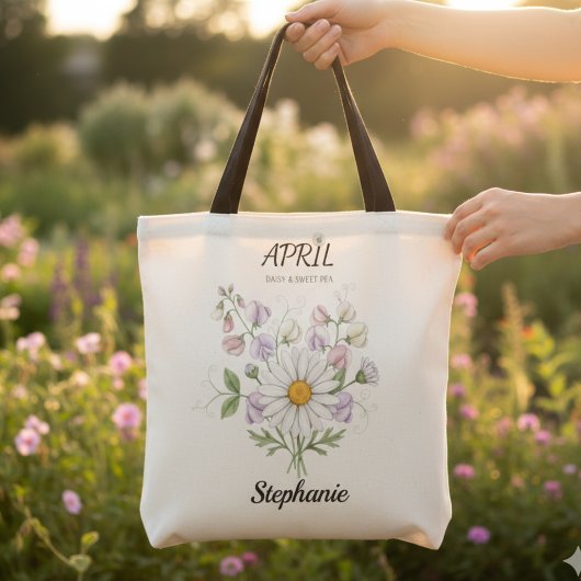 Soft Daisy Birth Flower – Personalized April Gift Draagtas
