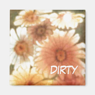 "Soft Daisy" Dirty Dishwasher Status Floral Magnet Magneet