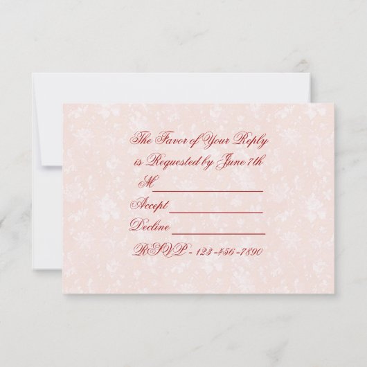 Soft Damask 40e anniversaire Mariage RSVP (Dos)