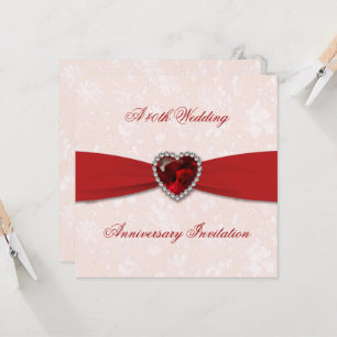 Soft Damask 40e Mariage Invitation anniversaire
