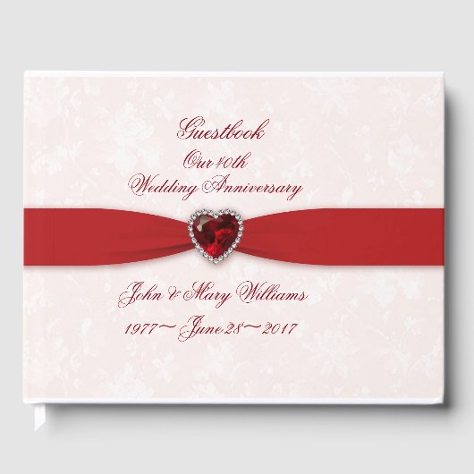 Soft Damask 40th Wedding Jubileum Guestbook Gastenboek (Voorkant)
