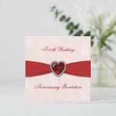 Soft Damask 40th Wedding Jubileum Invite Kaart (Staand voorkant)