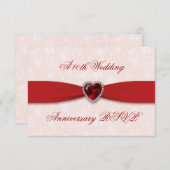 Soft Damask 40th Wedding Jubileum RSVP (Voorkant / Achterkant)