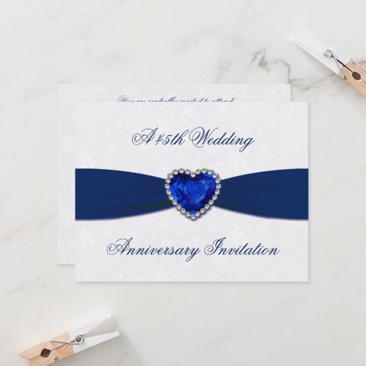 Soft Damask 45th Mariage Anniversaire Invitation (Devant/Arrière en situation)