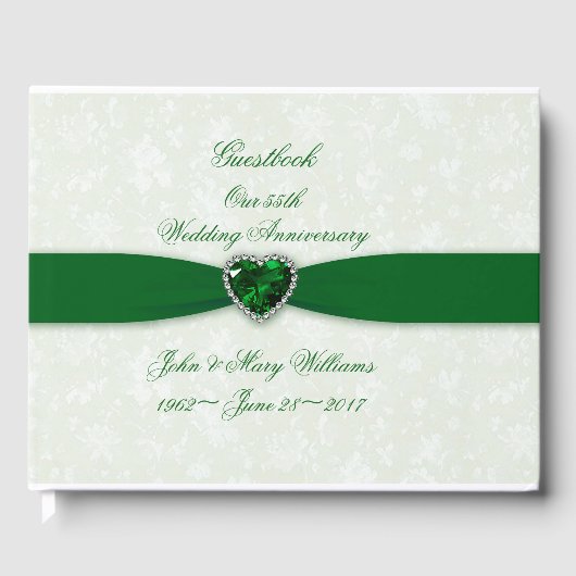 Soft Damask 55th Wedding Jubileum Guestbook Gastenboek (Voorkant)