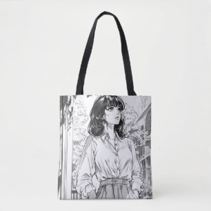 Soft & Delicate Manga Meisje Illustratie Canvas ta Draagtas
